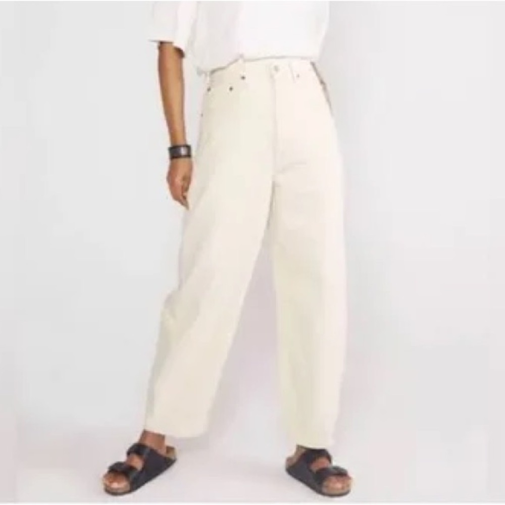 Ética Cream Wide Leg Jeans Size 28 High Rise 100% Cotton Ethical